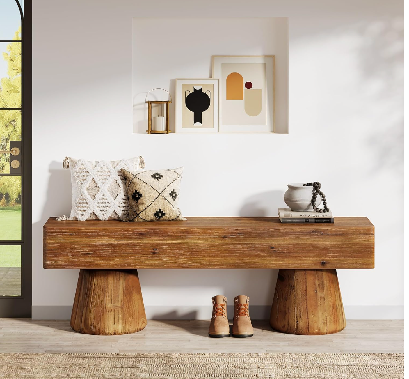 Solid Wood Entryway Shoe Bench - Image 3