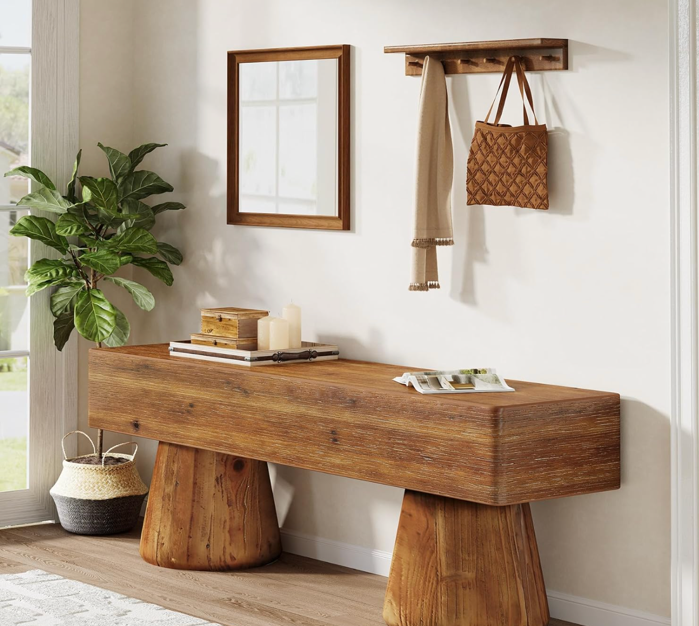 Solid Wood Entryway Shoe Bench - Image 4