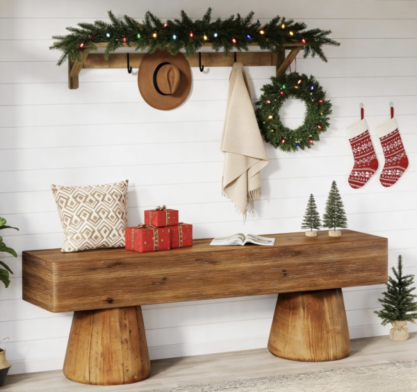 Solid Wood Entryway Shoe Bench